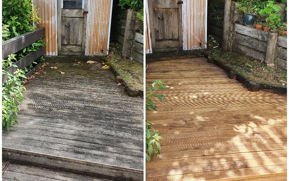 Normandale house wash — Before & after — weatherboard